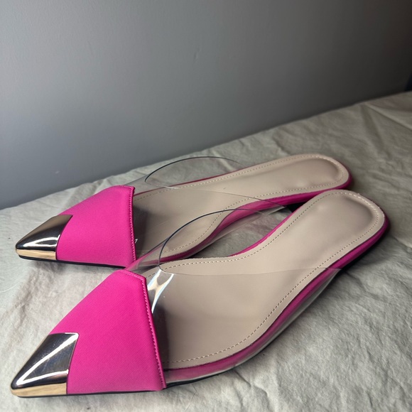 Pink and Silver Pointed Toe Flats - Picture 3 of 5